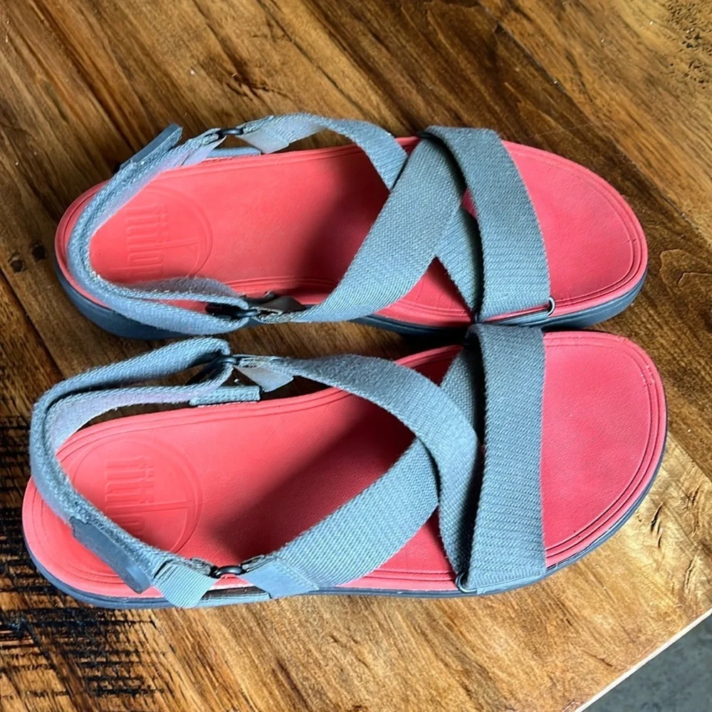 Fitflop Men’s 11 Sling Sandal Red Gray Comfort Shoe